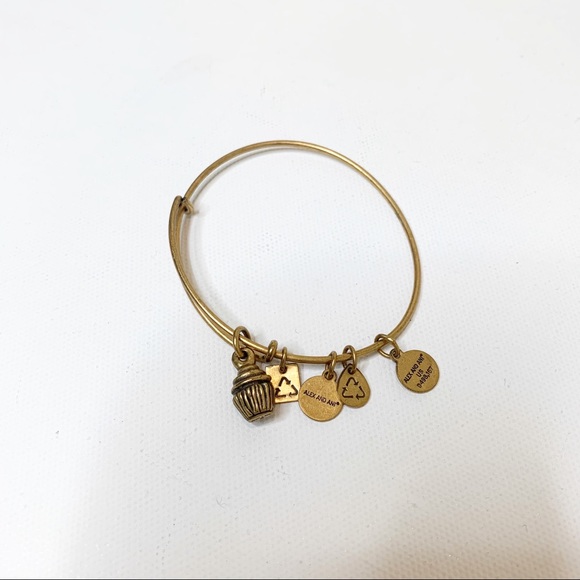 Alex and Ani Cupcake Charm Gold Bracelet - Picture 2 of 3